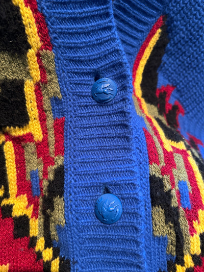 ETRO blue logo knitted cardigan size 38 larged to size
