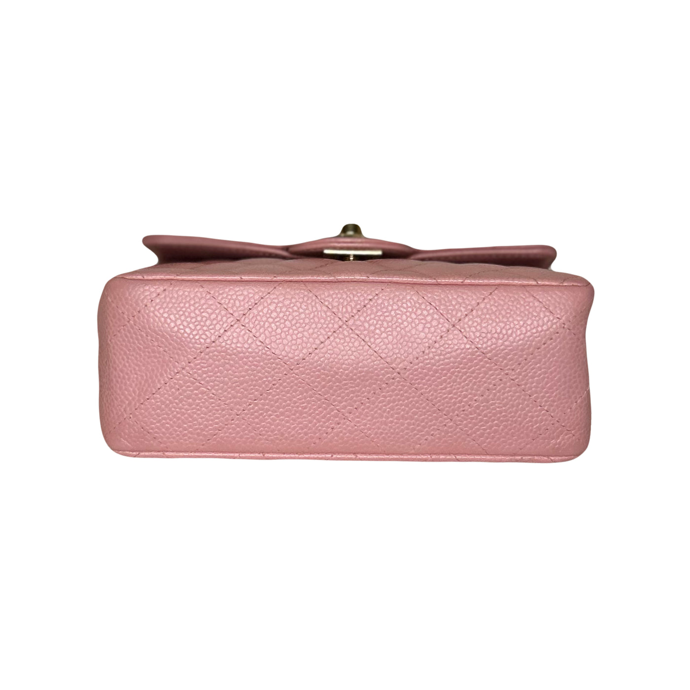 CHANEL rare mini square pink caviar with gold hardware collector piece