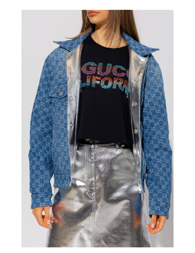 GUCCI réversible GG denim monogram and metallic jacket bnwt