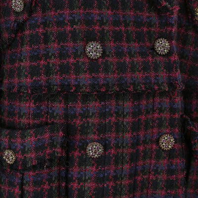 CHANEL Metiers d'Art Paris Edinburgh Tweed Tartan Gripoix Buttons Coat size 42