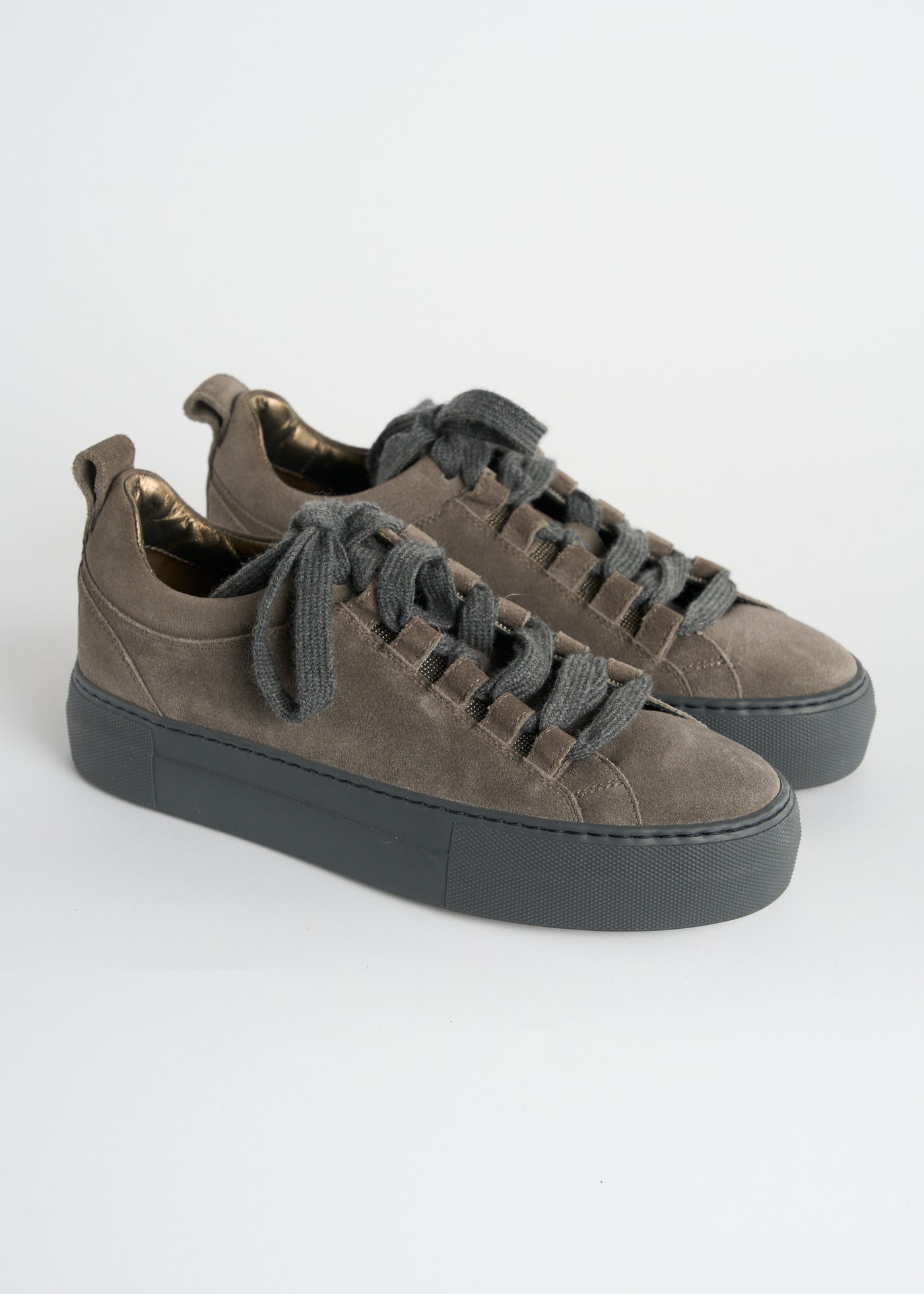 BRUNELLO CUCCINELLI grey suede trainers