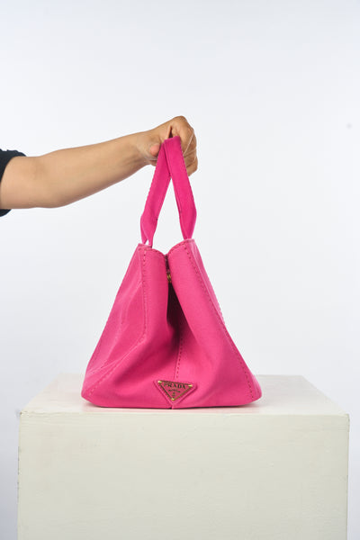 PRADA Pink Canapa Canvas tote Handbag