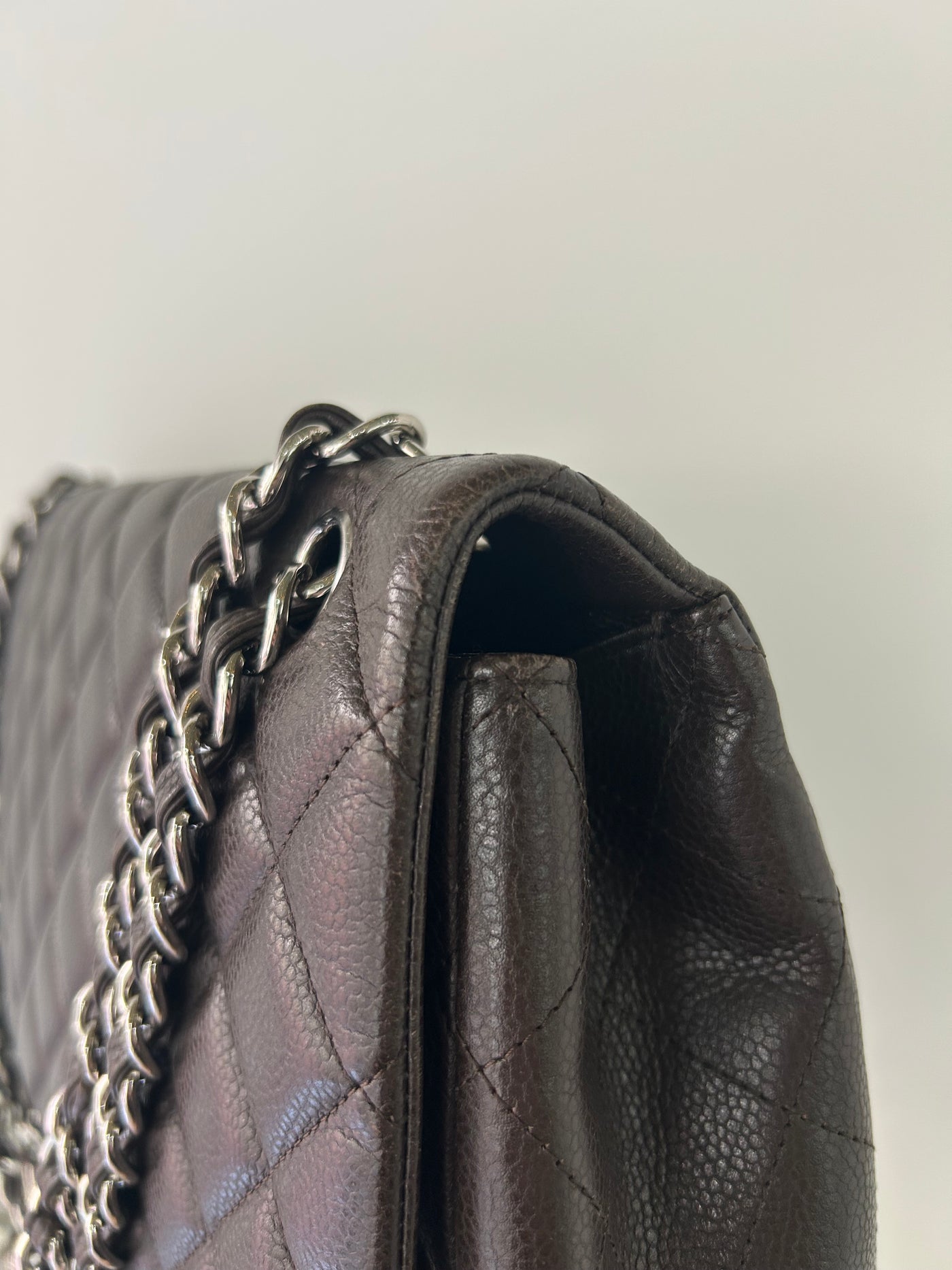 CHANEL Maxi espresso brown caviar leather with silver hardware current RRP €11700