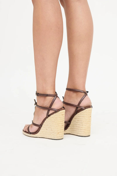 SAINT LAURENT Cassandra YSL Logo Wedges size 40