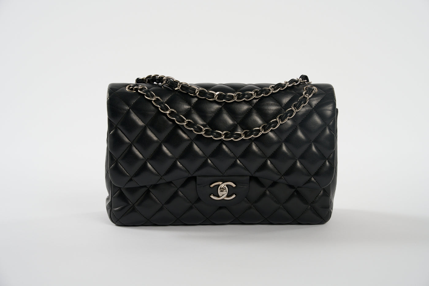 CHANEL Jumbo double flap lambskin with silver hardware full set RRP: £9540