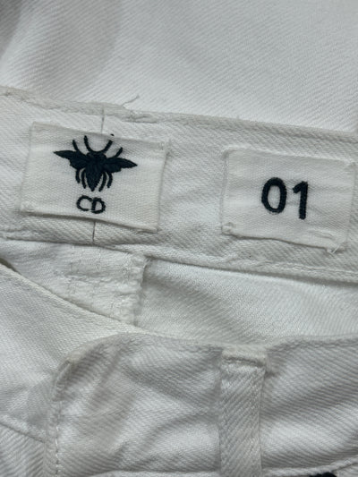 CHRISTIAN DIOR white boyfriend jeans "j'adior" size xxs
