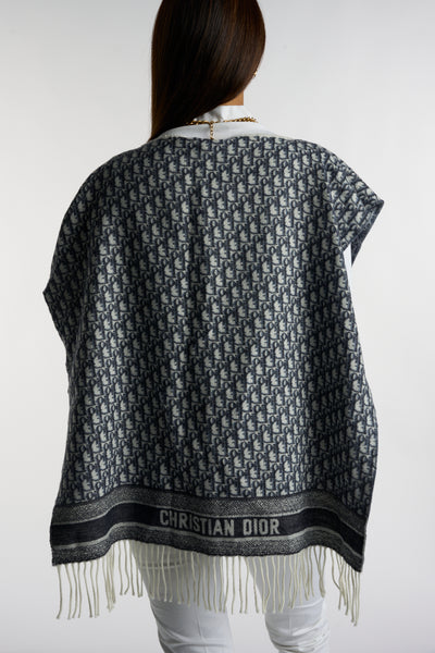 CHRISTIAN DIOR cashmere oblique poncho