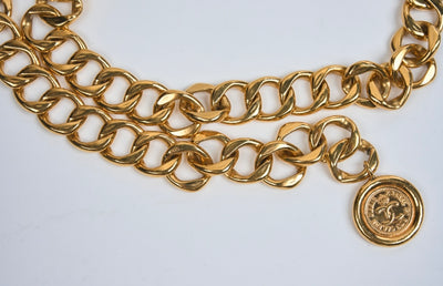 CHANEL medallion chain coin coco mademoiselle vintage 1980's