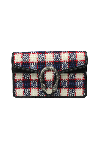 GUCCI Dyonisus extra mini tweed red, white, navy handbag