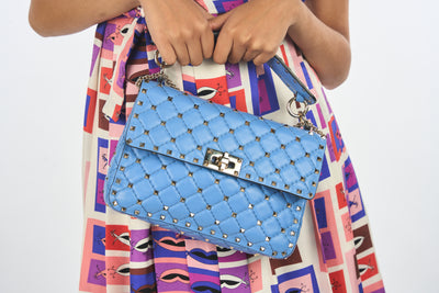 VALENTINO Rockstud Medium Baby Blue Handbag RRP: £2450