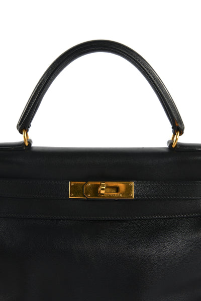 HERMES Kelly 28 vintage 1996 black swift leather with gold hardware