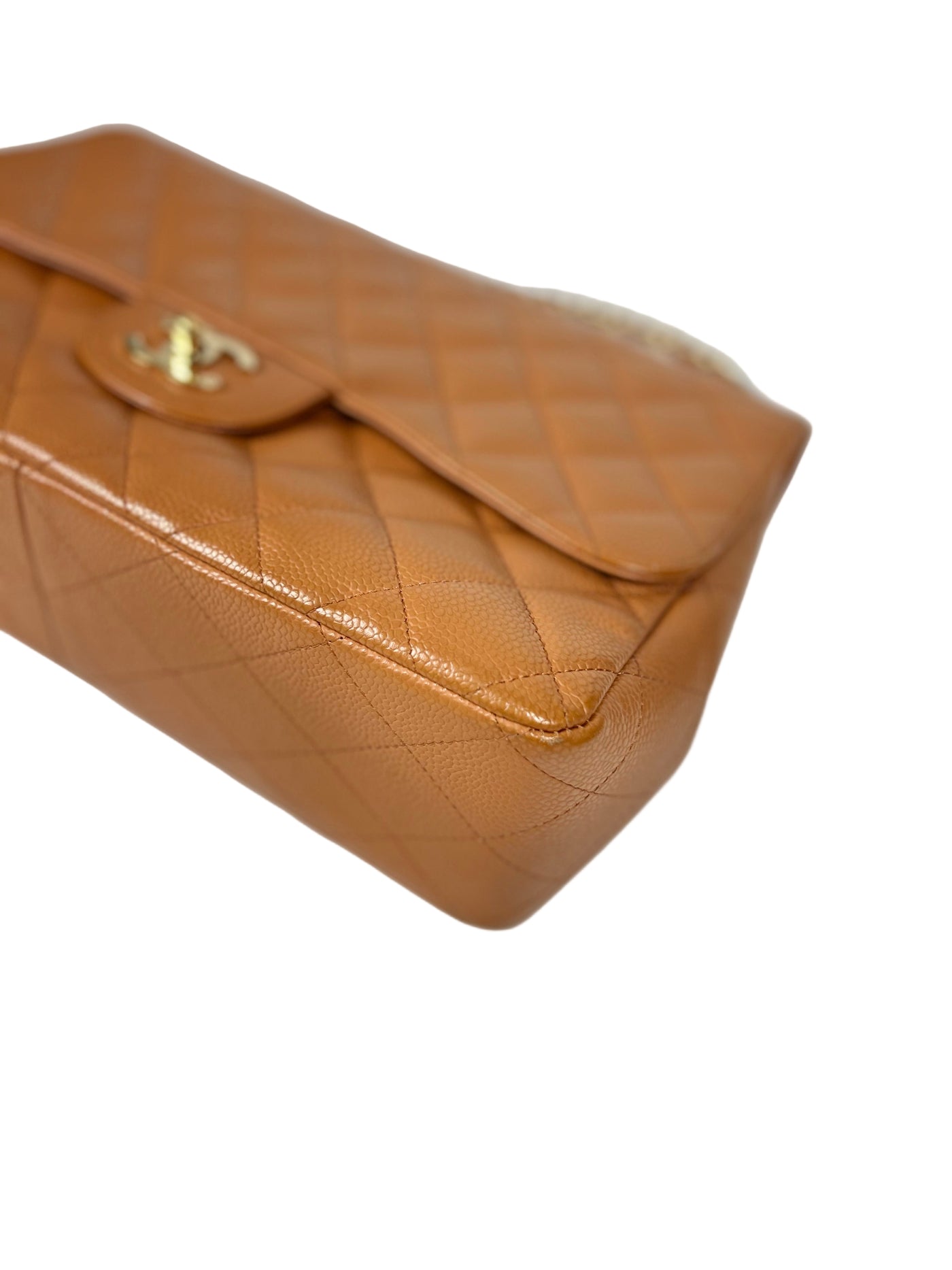 CHANEL Rare Vintage Jumbo Single Flap Caramel Caviar Leather With 24ct Gold Plated Hardware Handbag