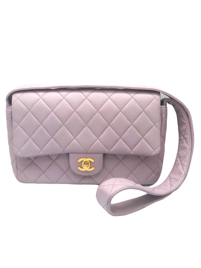 CHANEL Rare Vintage Lavender Classic Quilted Handbag with leather strap