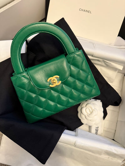 CHANEL green calfskin nano kelly brand new full set