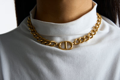 CHRISTIAN DIOR gold CD necklace