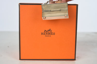 HERMES 1970's silver Mini Bolide Pill Box Charm pendant with pouch and box