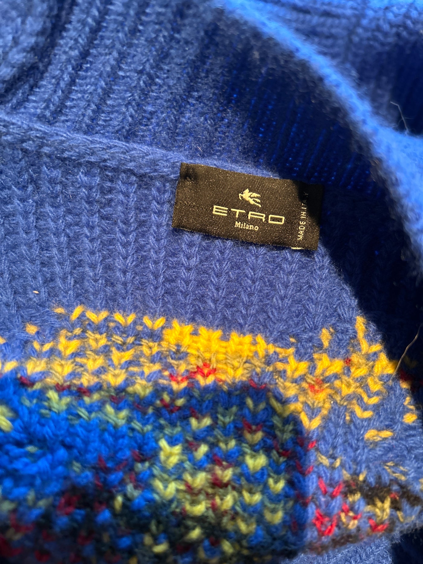 ETRO blue logo knitted cardigan size 38 larged to size