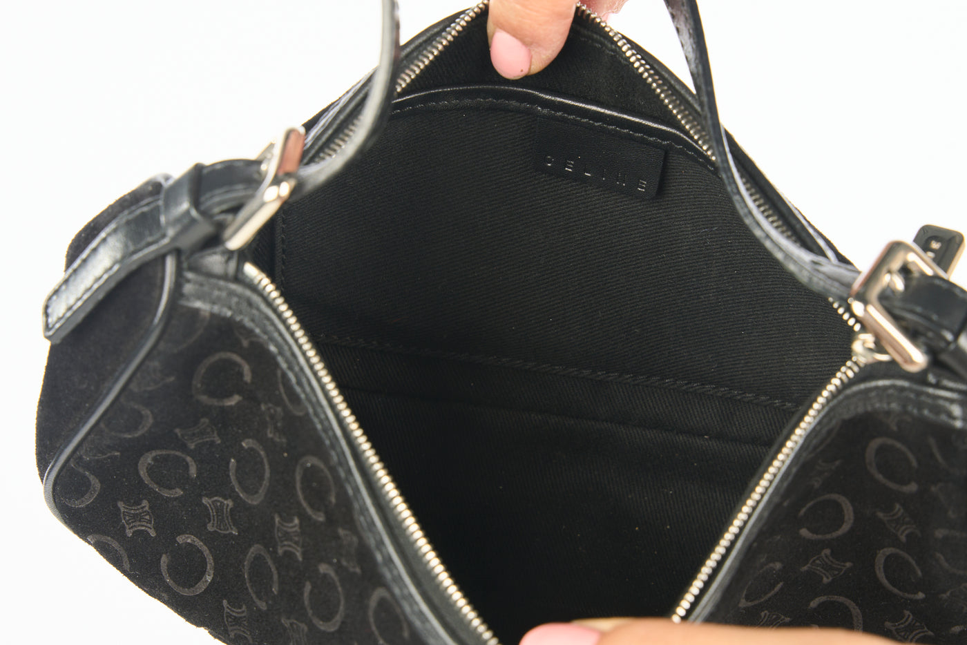 CELINE suede small triomphe handbag vintage