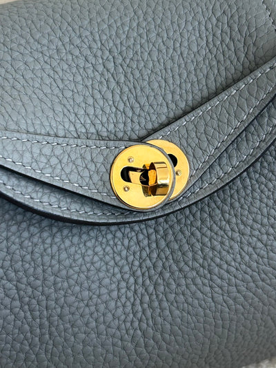 HERMES Lindy Mini || Gris Meyer Clemence leather with Gold Hardware