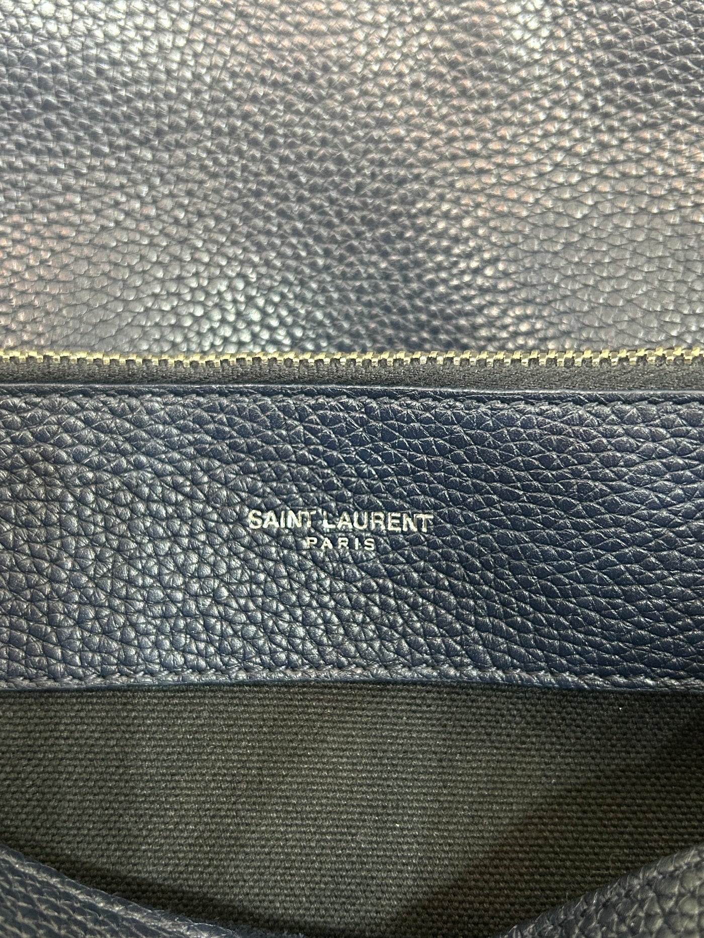SAINT LAURENT Sac De Jour  medium navy grain supple leather with strap