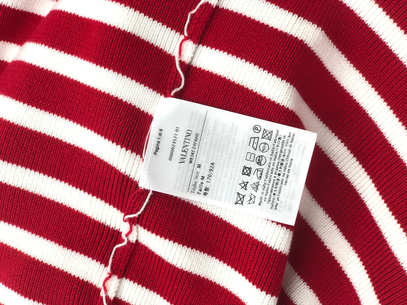 VALENTINO Striped jumper is Red Ivory with logo at the back size M RRP $1900