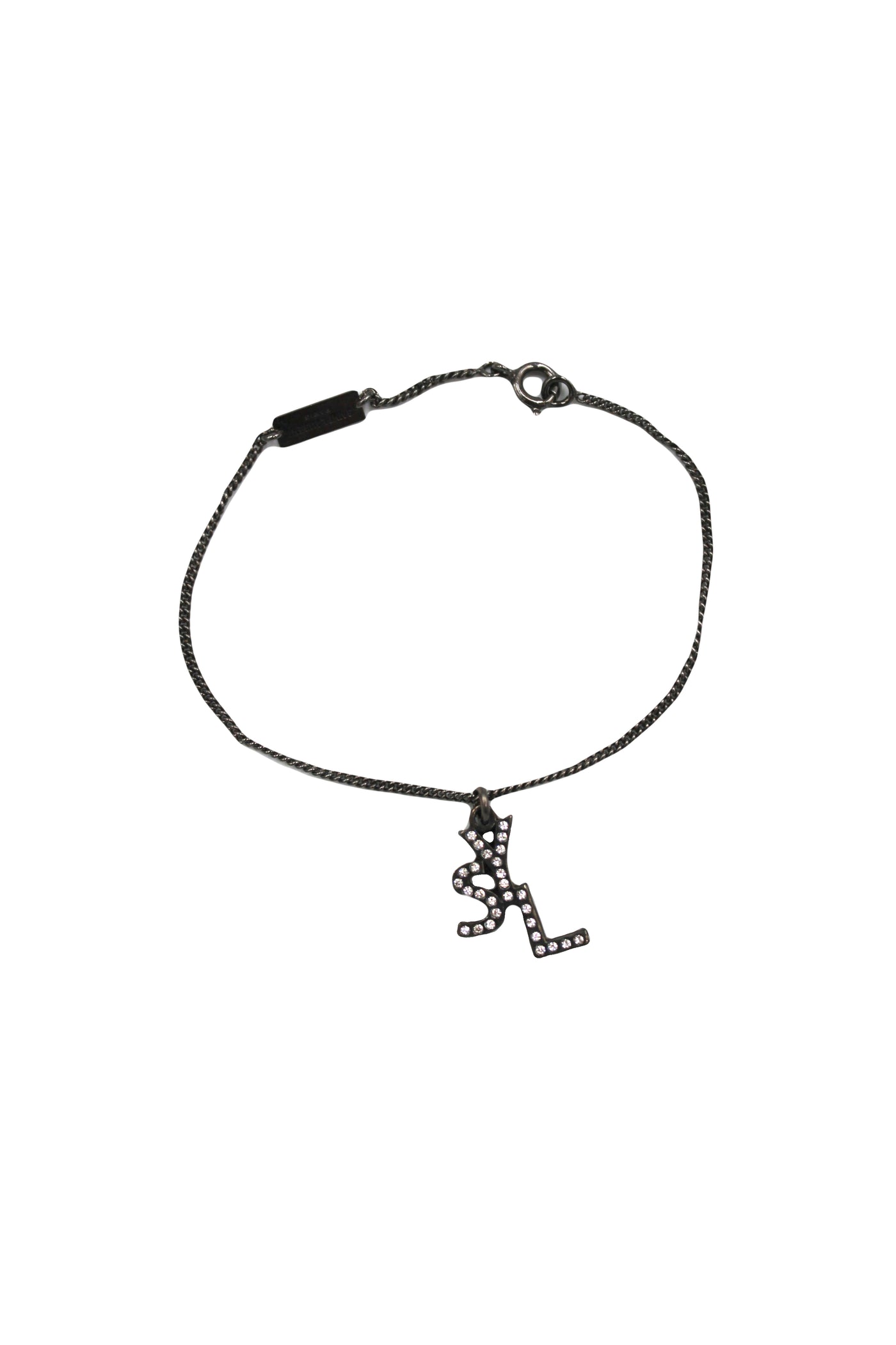 SAINT LAURENT "ysl" crystals black chain bracelet