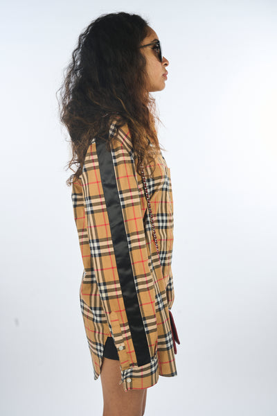 BURBERRY checked shirt with black detail on sleeves