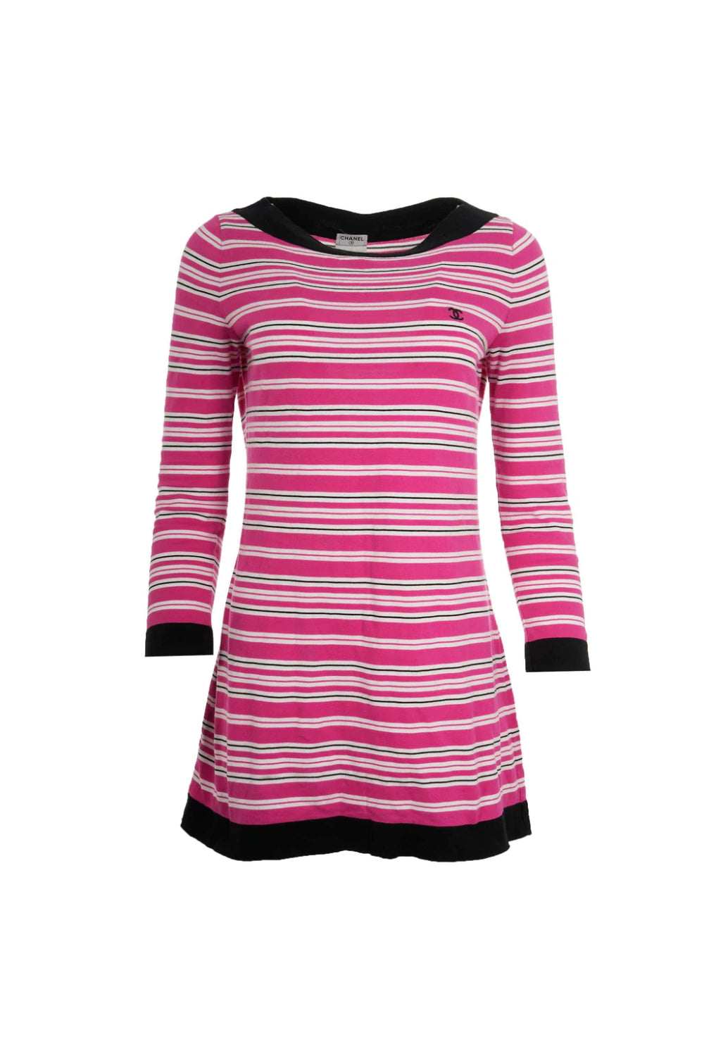 CHANEL Pink Striped 2007 Spring Summer runway Dress size 40
