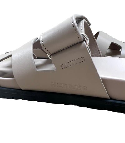 HERMES Chypre beige Mastic calf leather sandals size 39 - brand new from store