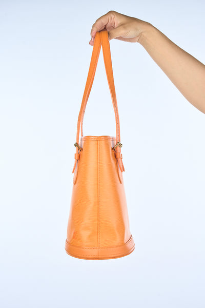 LOUIS VUITTON orange épi bucket bag