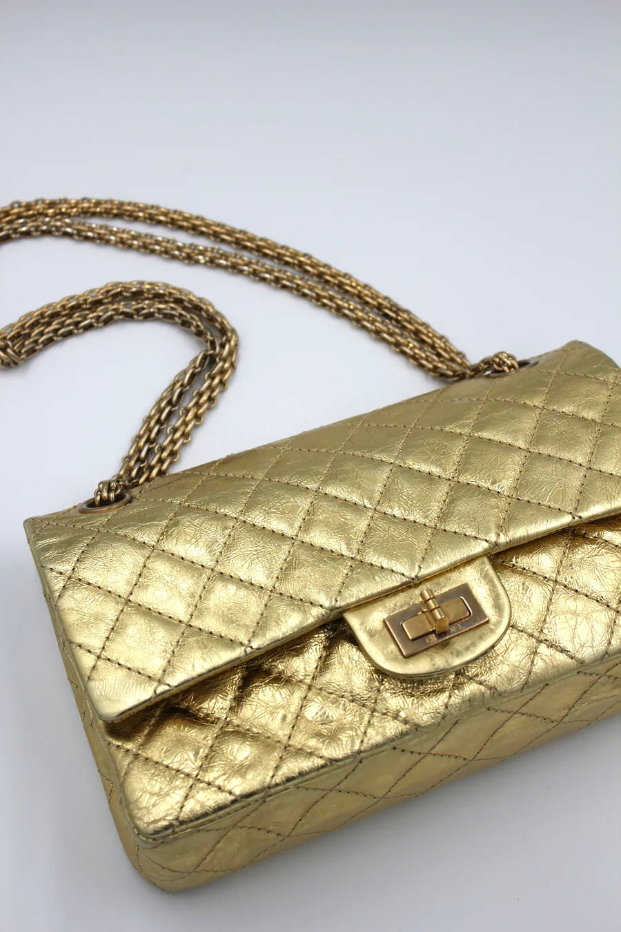 CHANEL gold small reissue handbag full set