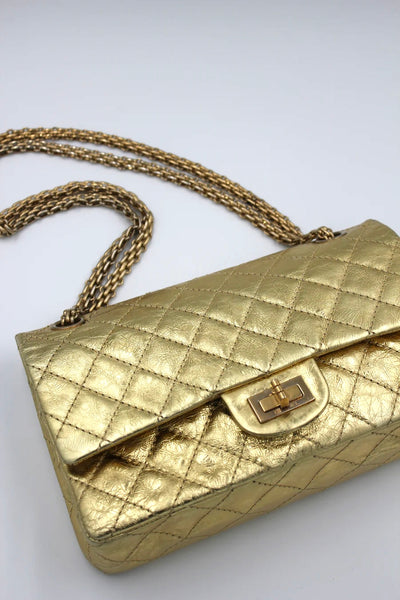 CHANEL gold small reissue handbag full set