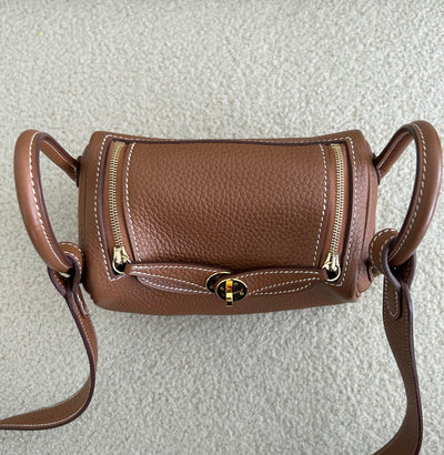 HERMES Lindy Mini || Gold Clemence Leather with Gold Hardware