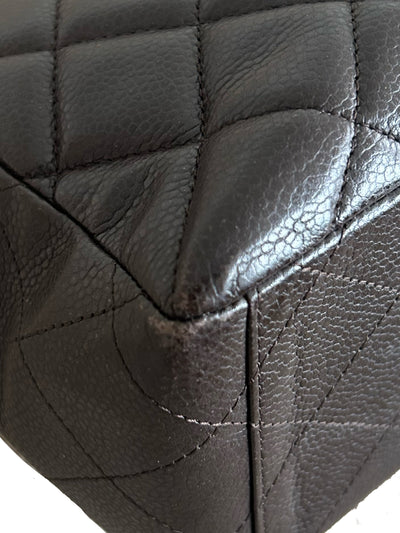 CHANEL Maxi espresso brown caviar leather with silver hardware current RRP €11700