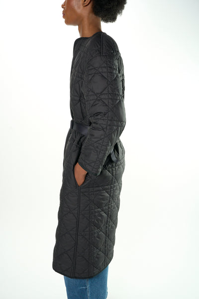 CHRISTIAN DIOR Macrocannage matelasse long jacket with belt size 38 oversized fit