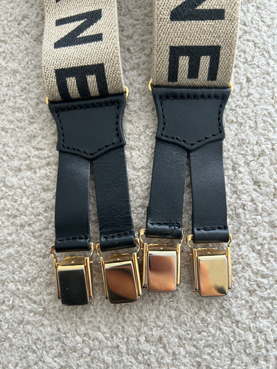 CHANEL VINTAGE SS 1994 Runway beige leather and fabric suspender