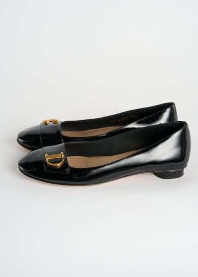 CHRISTIAN DIOR "CD" patent ballet flats