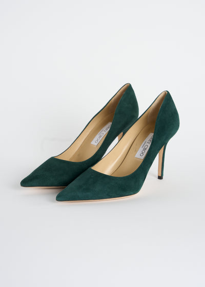 JIMMY CHOO Forest green sude heels brand new in box size 40.5