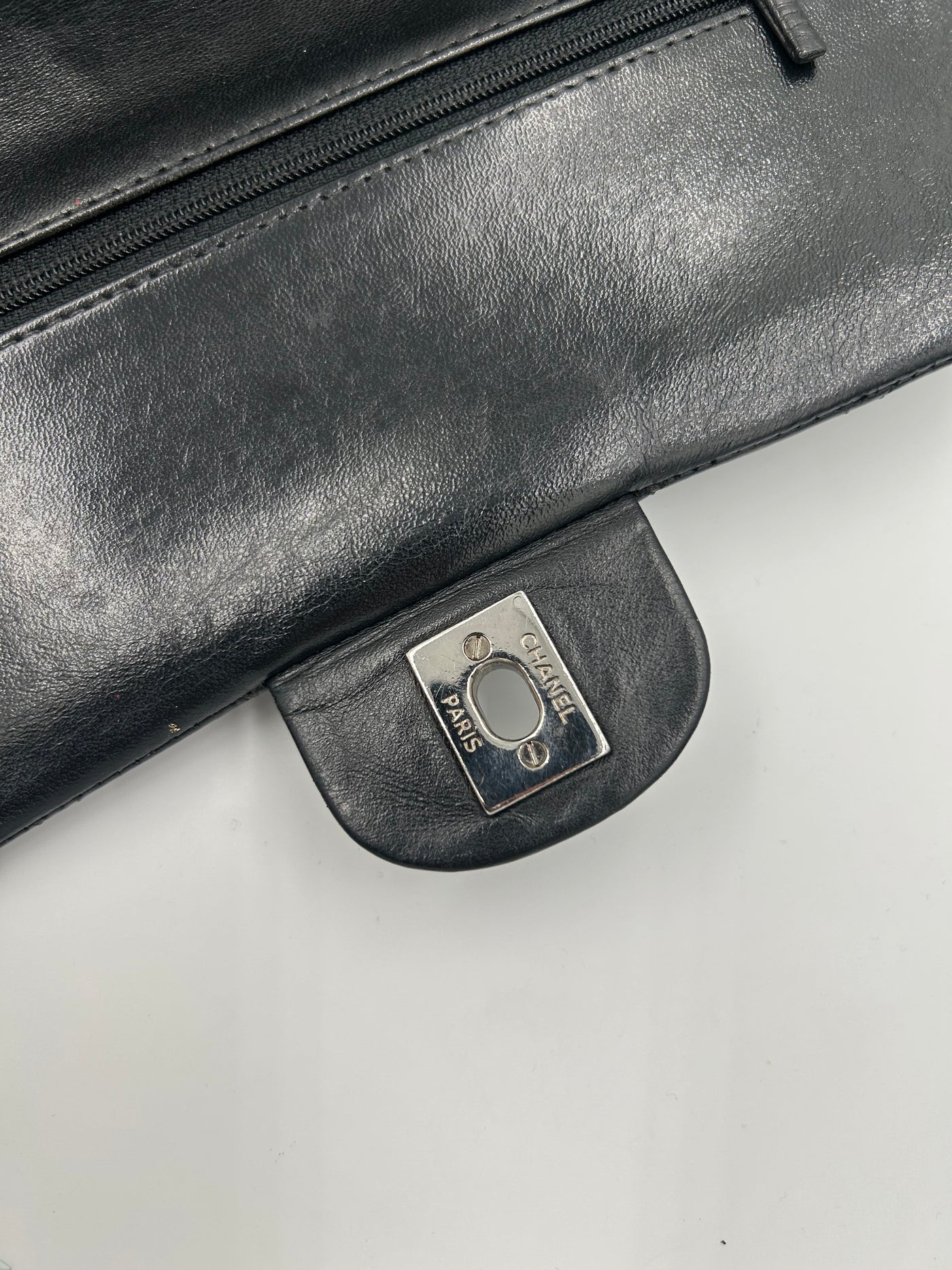 CHANEL timeless medium double classic flap with silver hardware