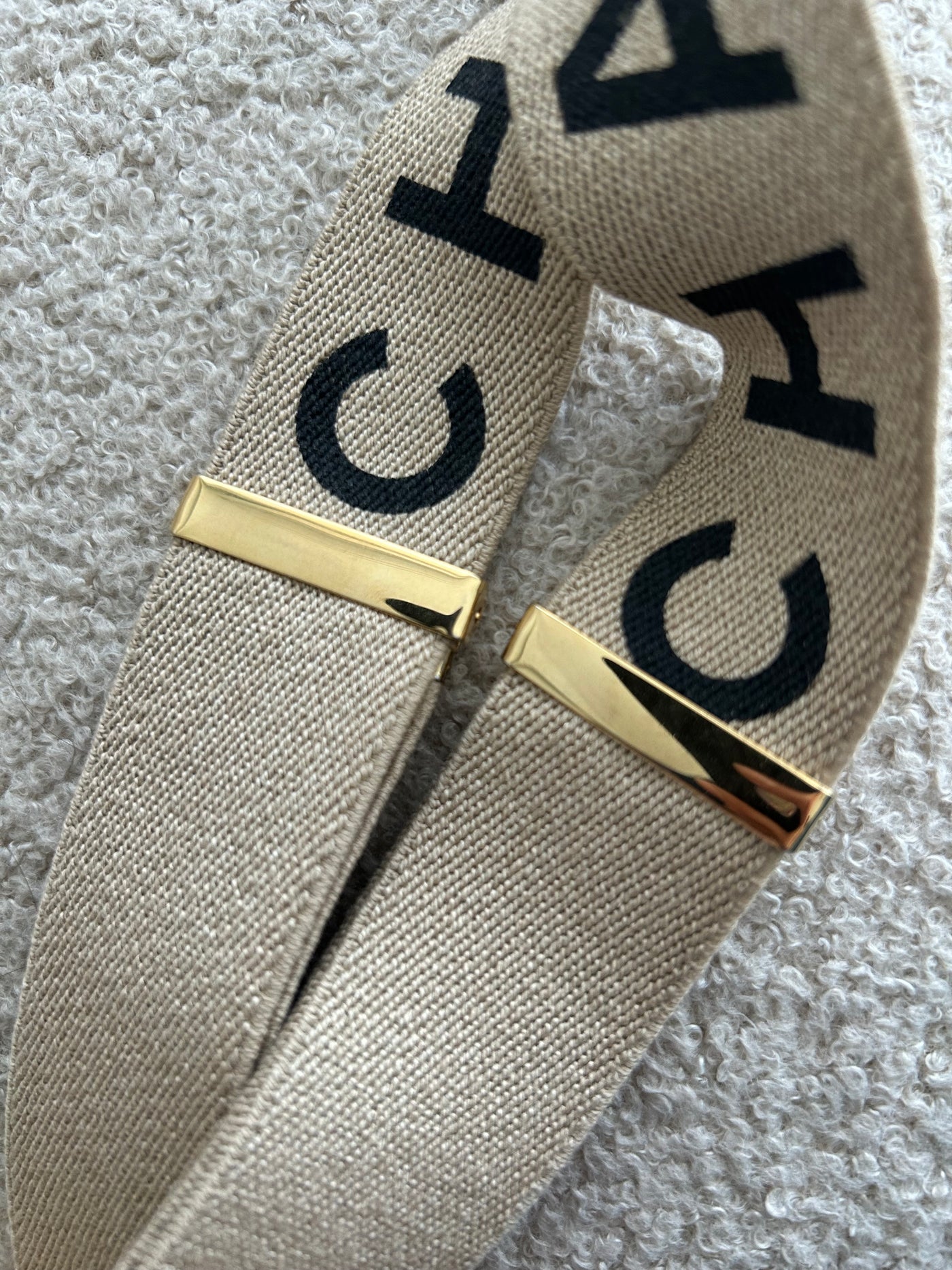 CHANEL VINTAGE SS 1994 Runway beige leather and fabric suspender