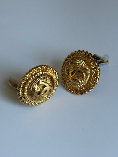 CHANEL 1980's gold sunburst clip on earrings