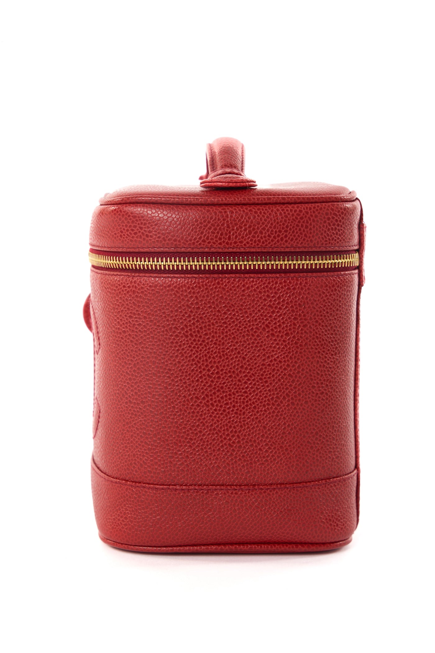CHANEL vintage red caviar vanity with 24ct gold plated