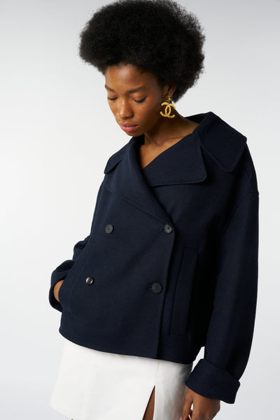 CHRISTIAN DIOR navy wool peacoat jacket size 40