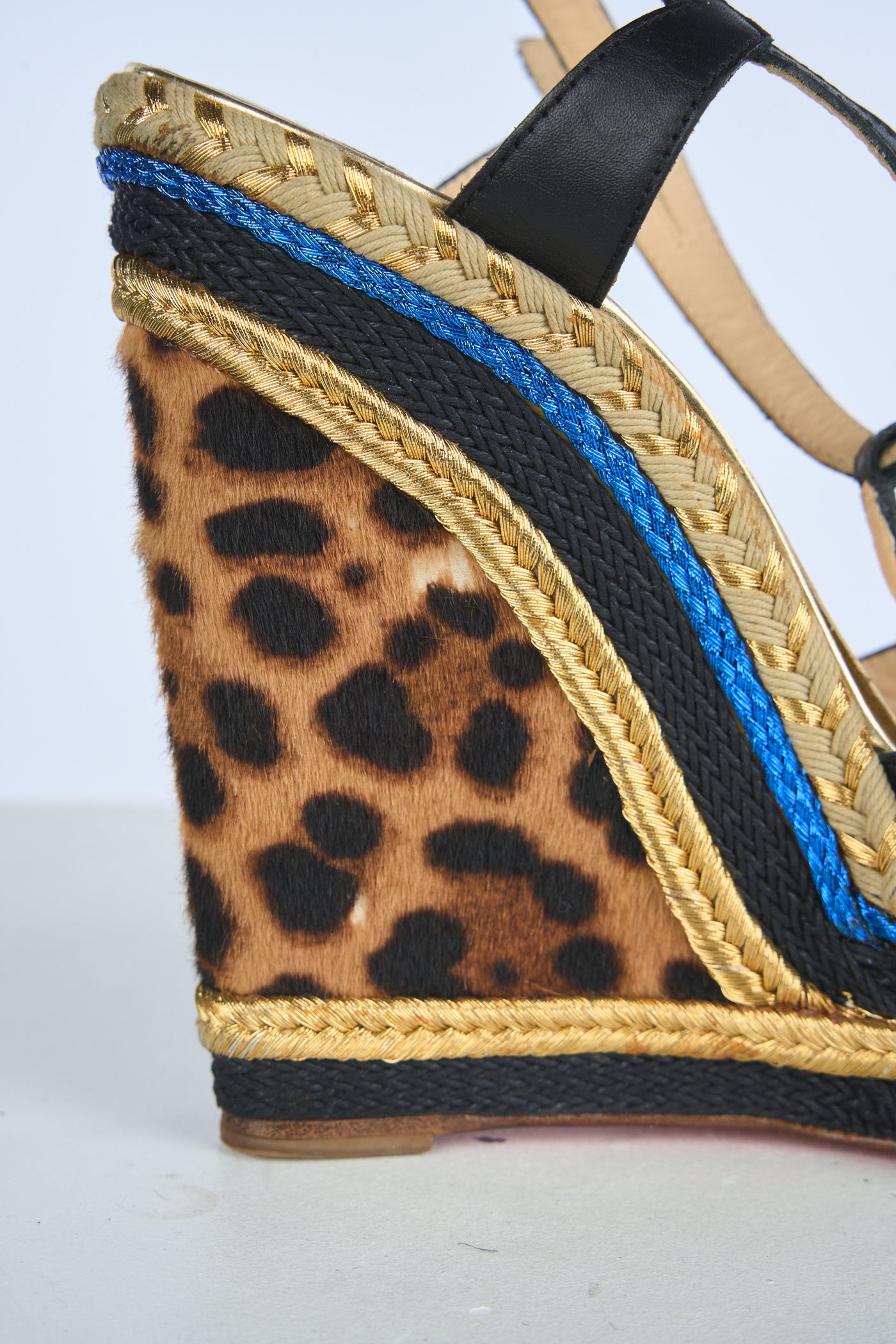 Christian LOUBOUTIN ponyskin leopard wedges size 41