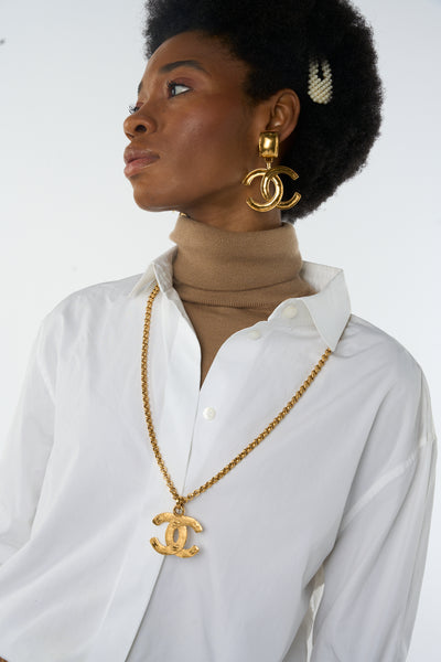CHANEL rare (collection 29) 1992 vintage textured CC necklace