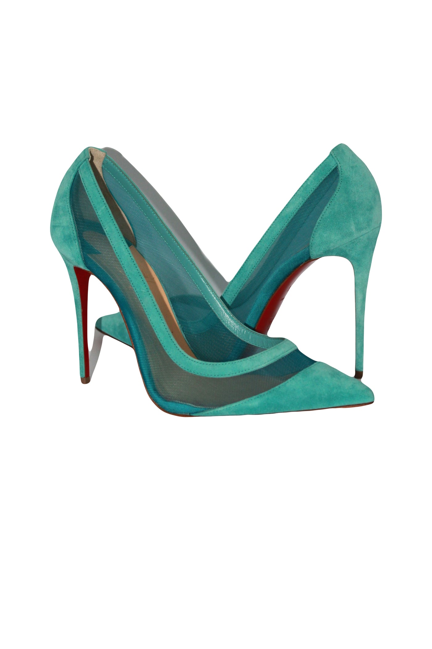 Christian LOUBOUTIN Galativi turquoise suede heels size 38.5