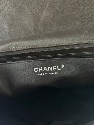 CHANEL Maxi espresso brown caviar leather with silver hardware current RRP €11700