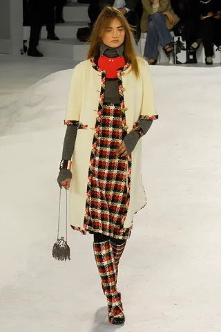 CHANEL Fall 2007 Tweed Boots with black patent cap toe size 39