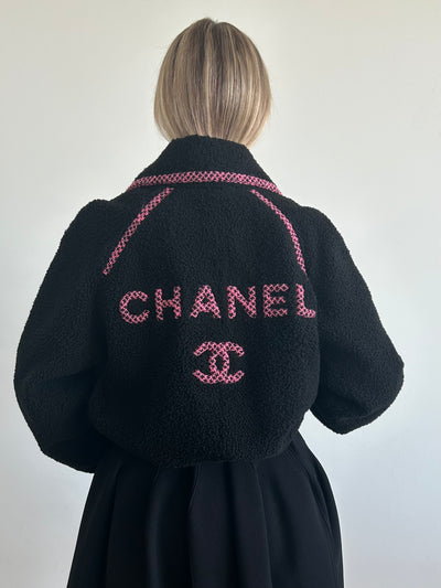 CHANEL COCO NEIGE Shearling Bomber Jacket size 42