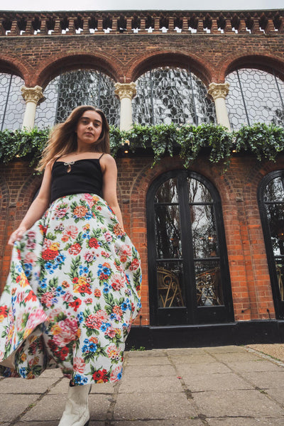 EMILIA WICKSTEAD basketwave floral maxi skirt